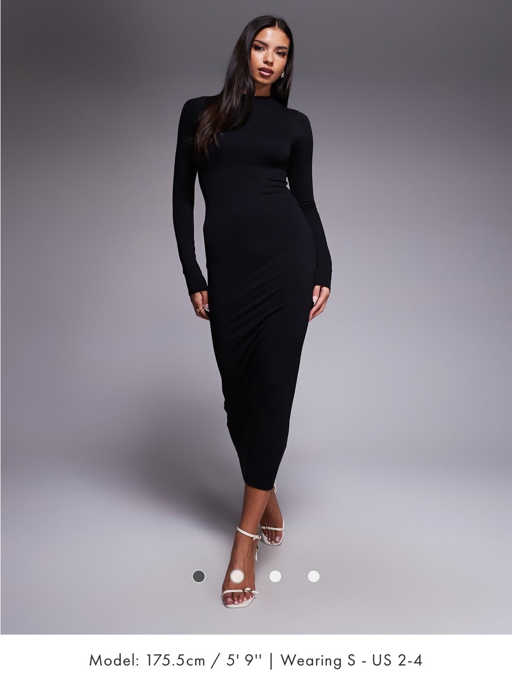 AFRM Black Long Sleeve Midi Bodycon Dress